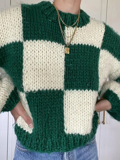 Cozy Checkered Oversized Sweater