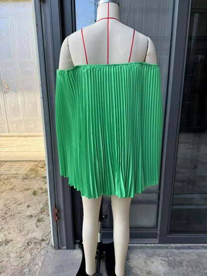 Glimmer Drape One Shoulder Shorts Set