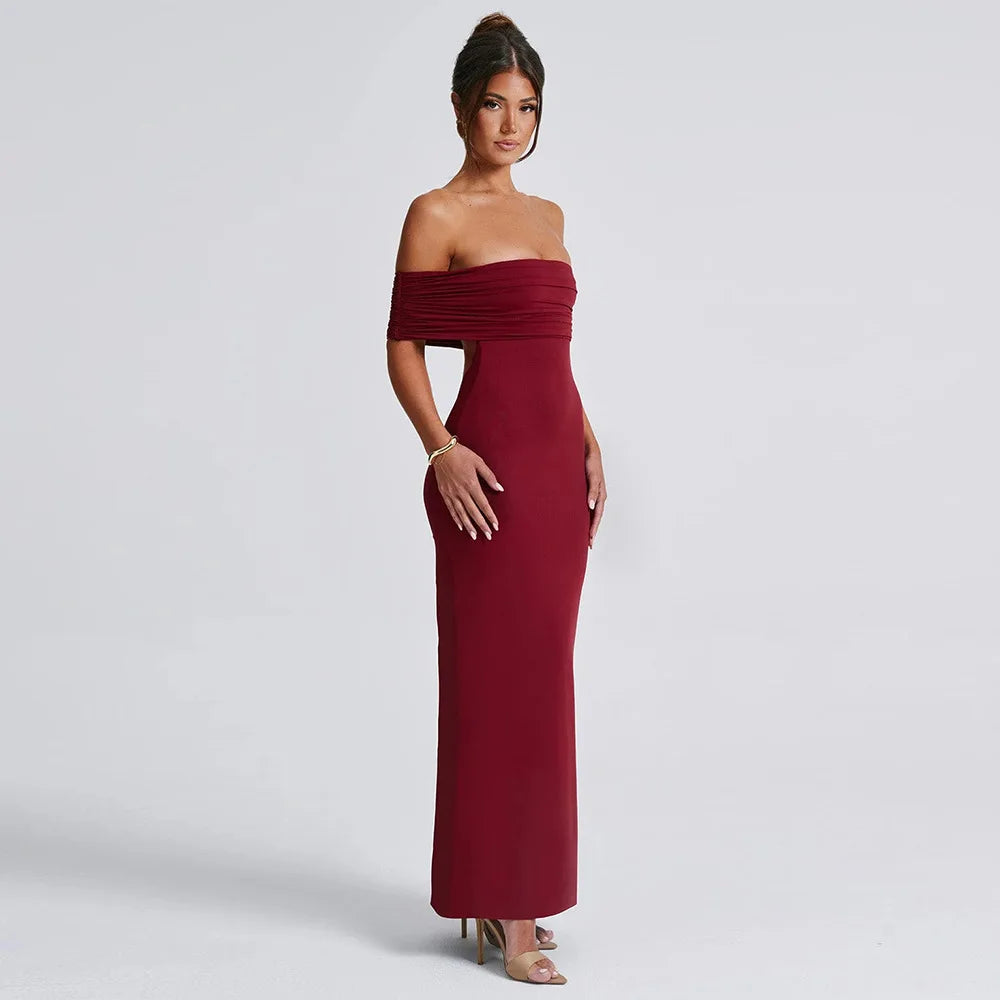 Sexy Strapless Backless Bodycon Maxi