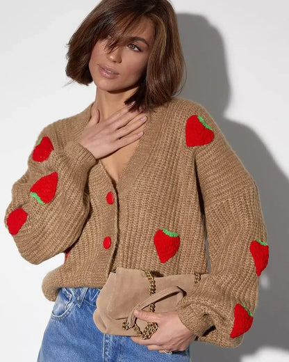 Strawberry Kiss V-Neck Cardigan