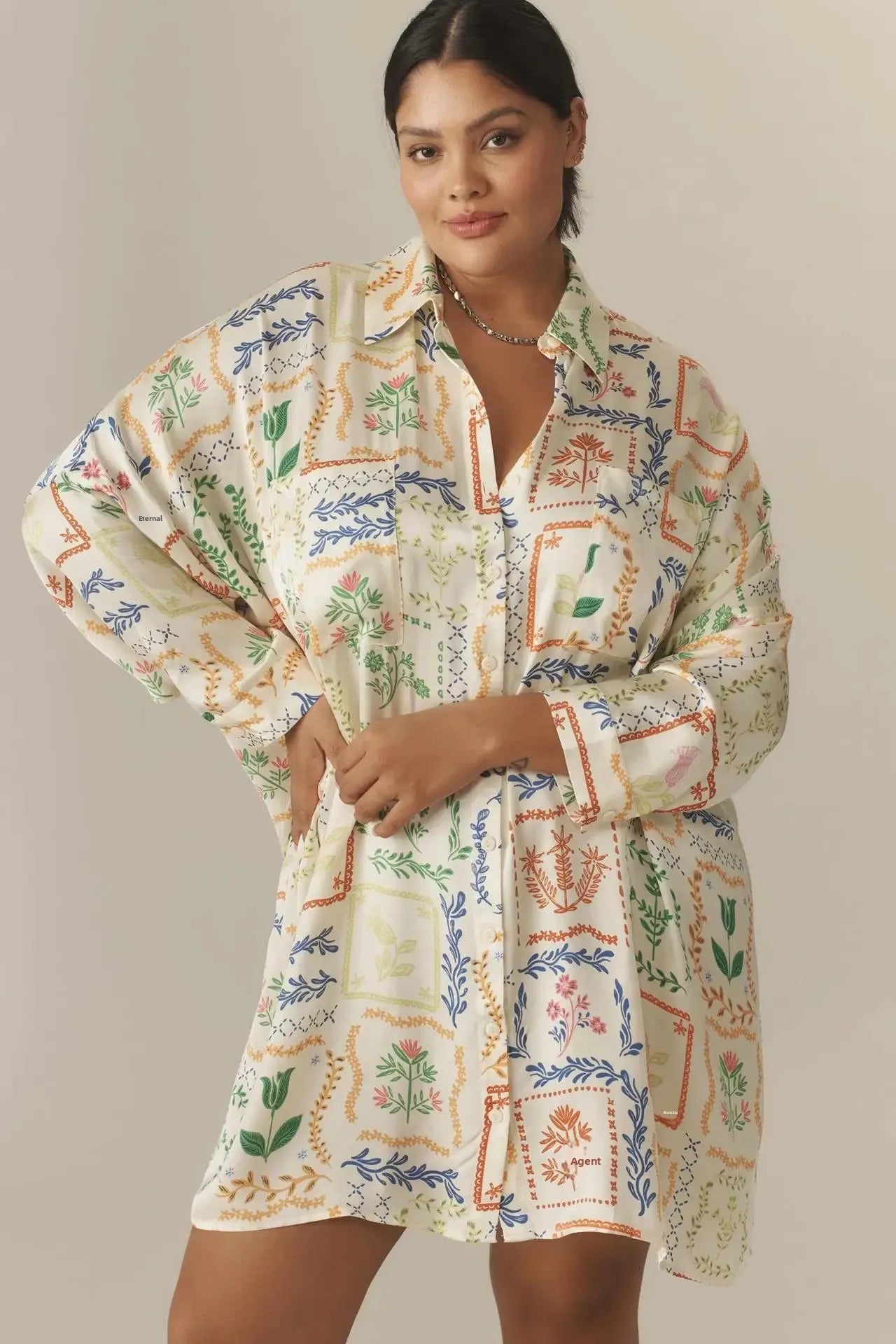 Chic Doodle Print Cardigan Dress