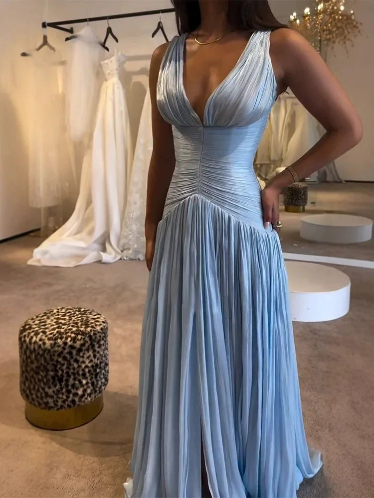Eternal Glow V-Neck Evening Gown
