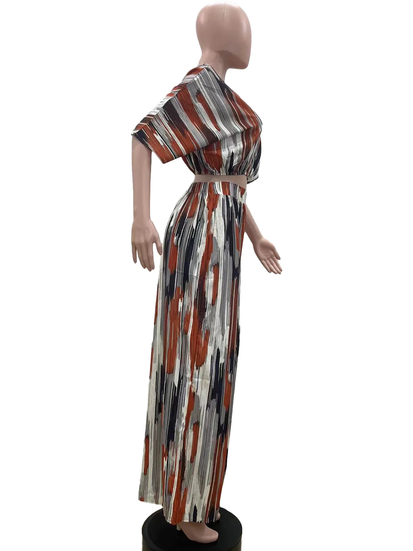 Striped V-Neck Two-Piece Set