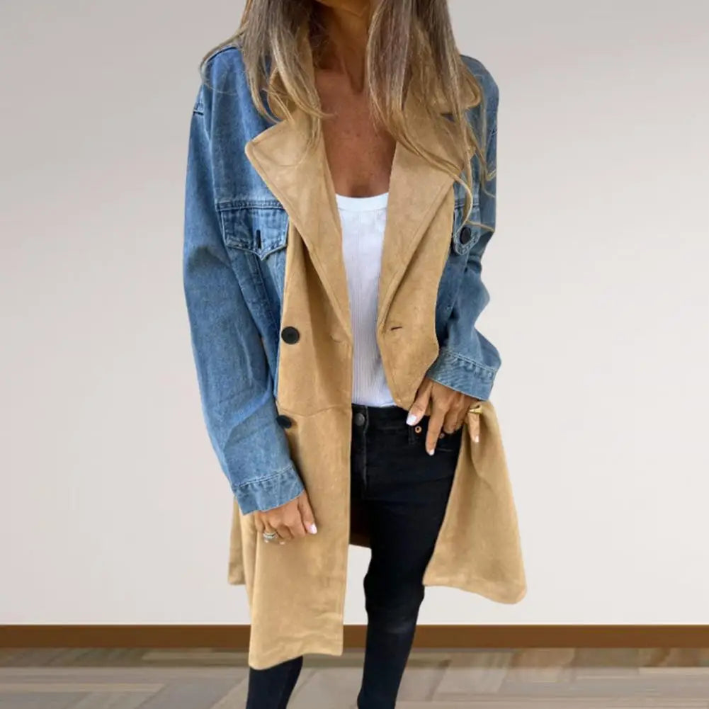 Color block Patchwork Denim Coat