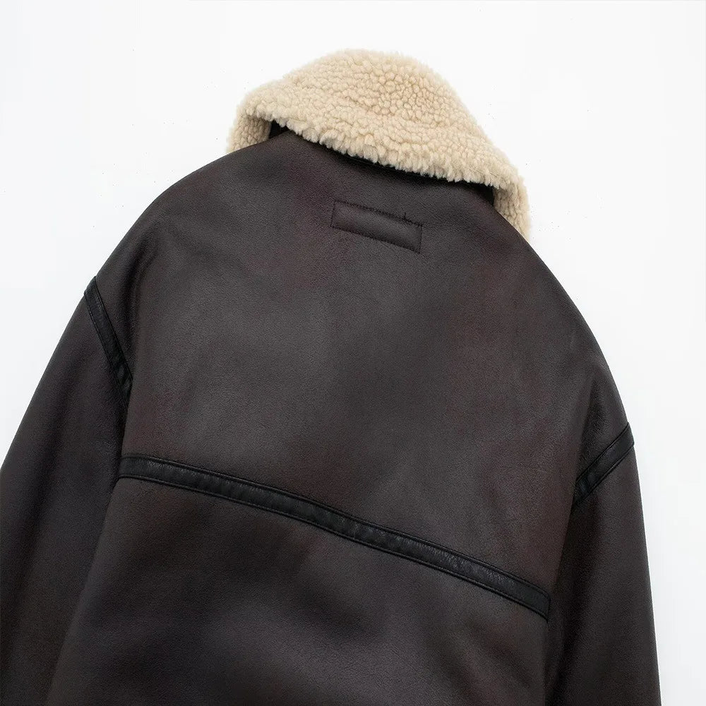 FurEdge Moto Style Faux Fur Jacket