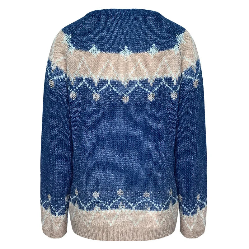 Warm Print Knit Winter Sweater