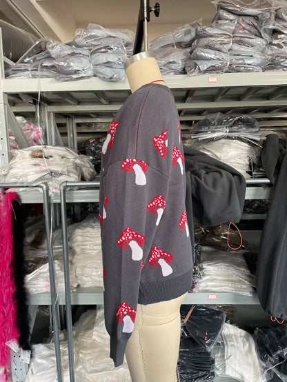 Whimsical Mushroom Knit Sweater