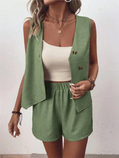 Breeze Charm V-Neck Shorts Set