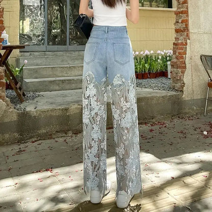 Retro Lace Patchwork Jeans