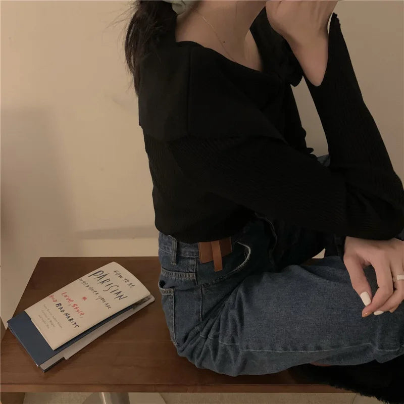 Elegant Butterfly Knot Top — Women's Slim Knitwear