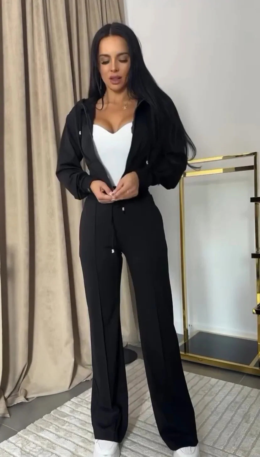 Hooded Zipper Sweatsuit Set