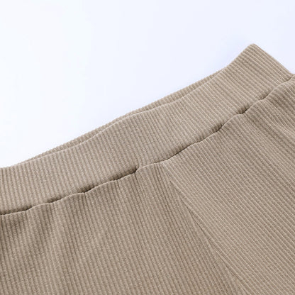 Beige Ribbed Knit Leggings
