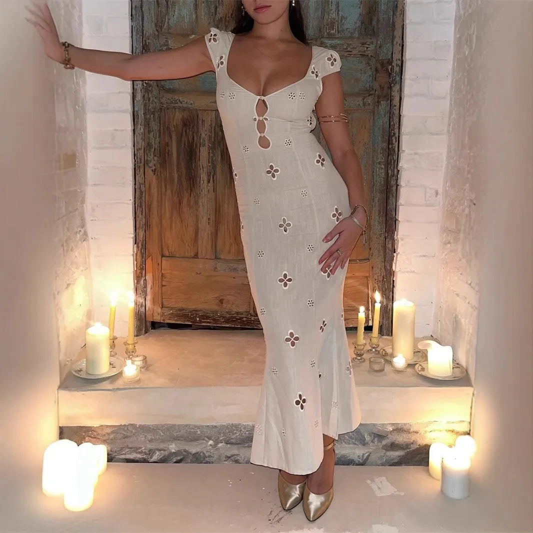 Sweet Bloom Jacquard Maxi Dress