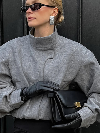 Elegant Gray Woolen Coat