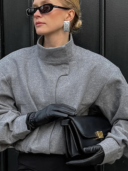 Elegant Gray Woolen Coat