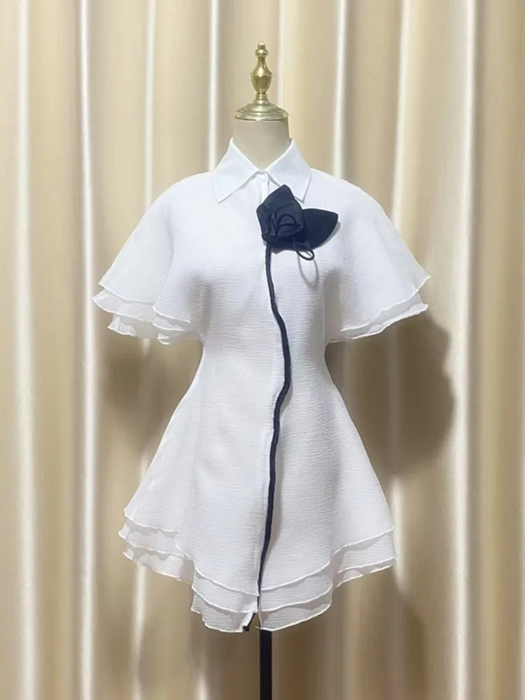 Butterfly Bloom Contrast A-Line Dress