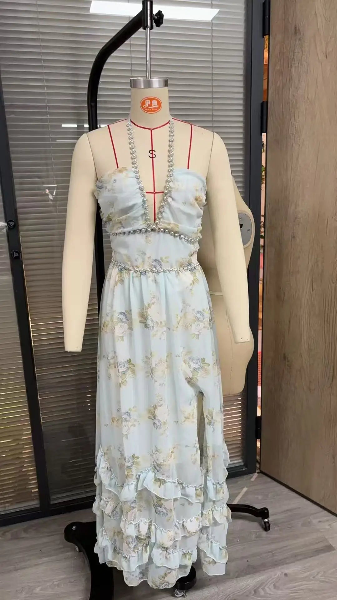 Floral Elegance Halter Maxi Dress