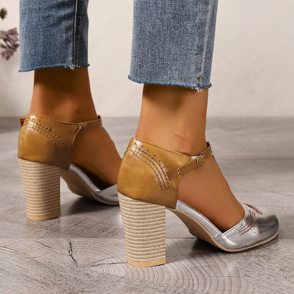 Retro Chic Thick Heel Sandals