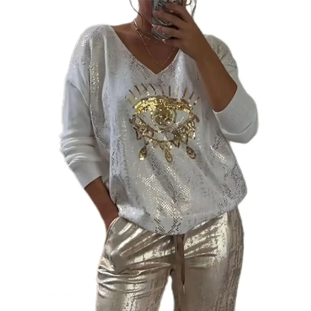 Gold Eye Print Glittery Set