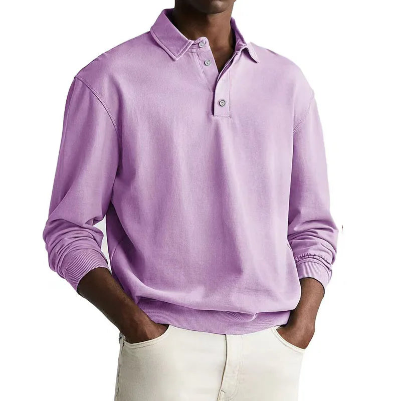 Men’s Long Sleeve Business Casual Cotton Polo