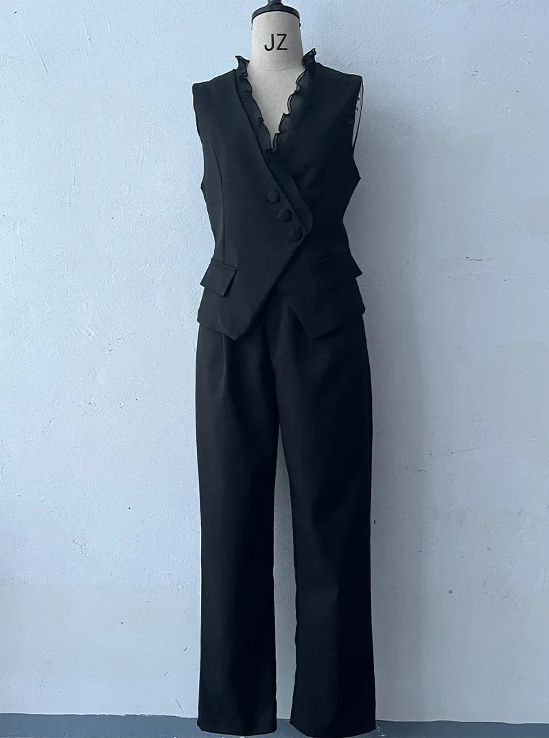 Power Grace Wide-Leg Suit Set