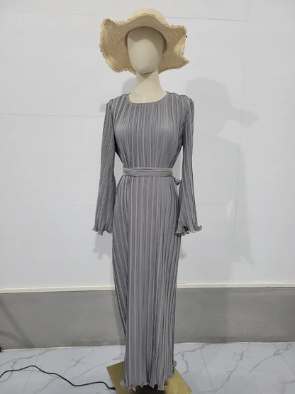 Pleated Flare Sleeve Maxi Dress