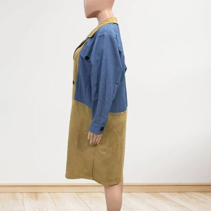 Color block Patchwork Denim Coat