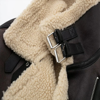 FurEdge Moto Style Faux Fur Jacket