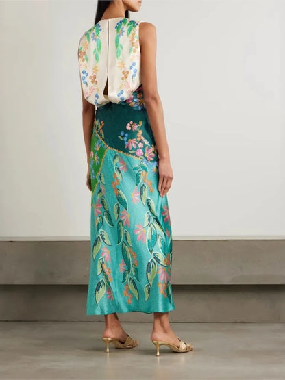 Twist Bloom Satin High Waist Dress