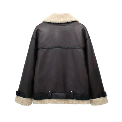 FurEdge Moto Style Faux Fur Jacket