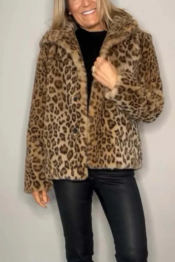 Leopard Print Faux Fur Coat — Bold, Warm & Elegant