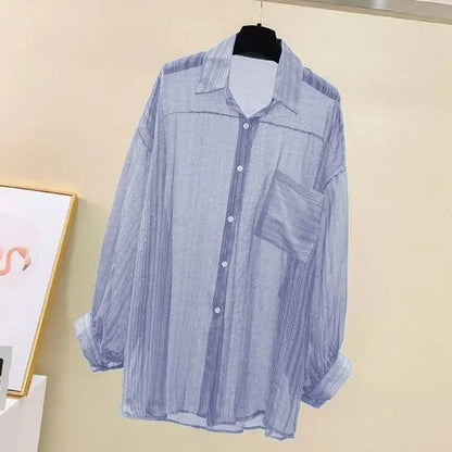 Elegant Sheer Chiffon Sunscreen Shirt
