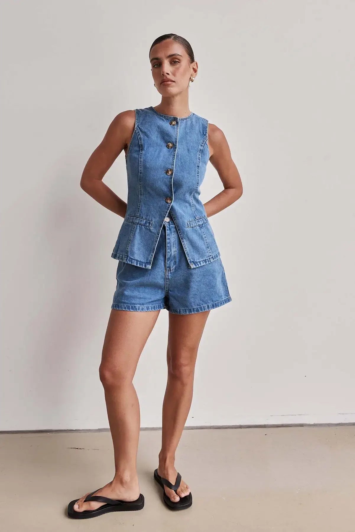 Sunset Chic Sleeveless Suit Set