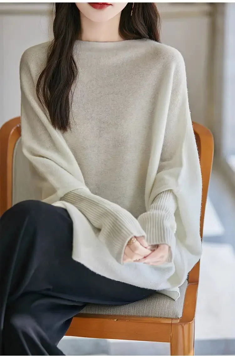 Batwing Sleeve Irregular Knit Sweater