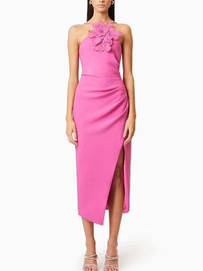 Petal Grace 3D Floral Midi Dress