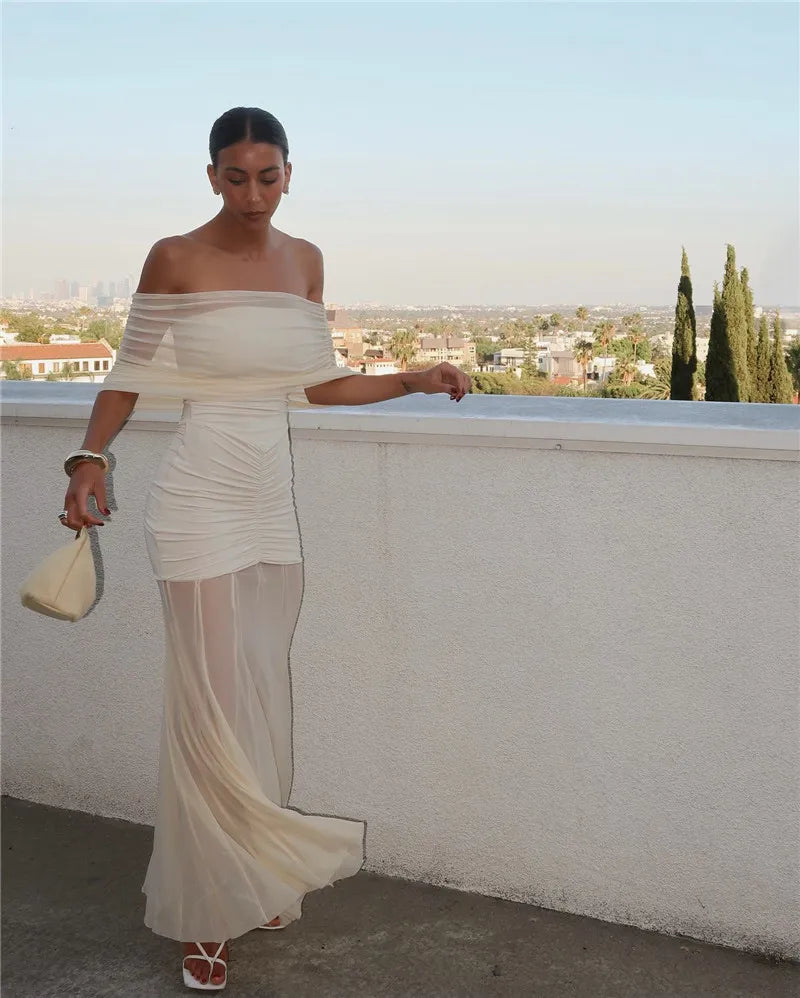 Midnight Allure Strapless Mesh Gown