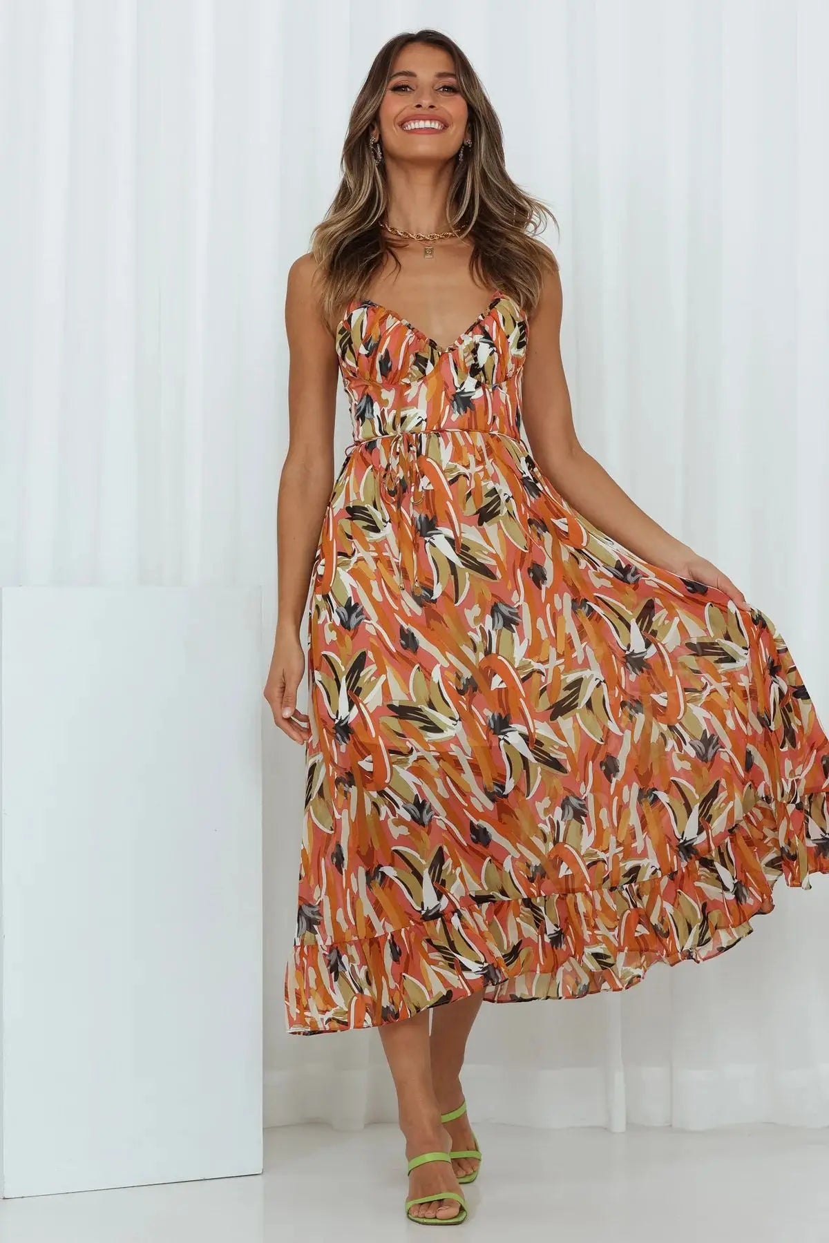 Summer Printed V-Neck Dress