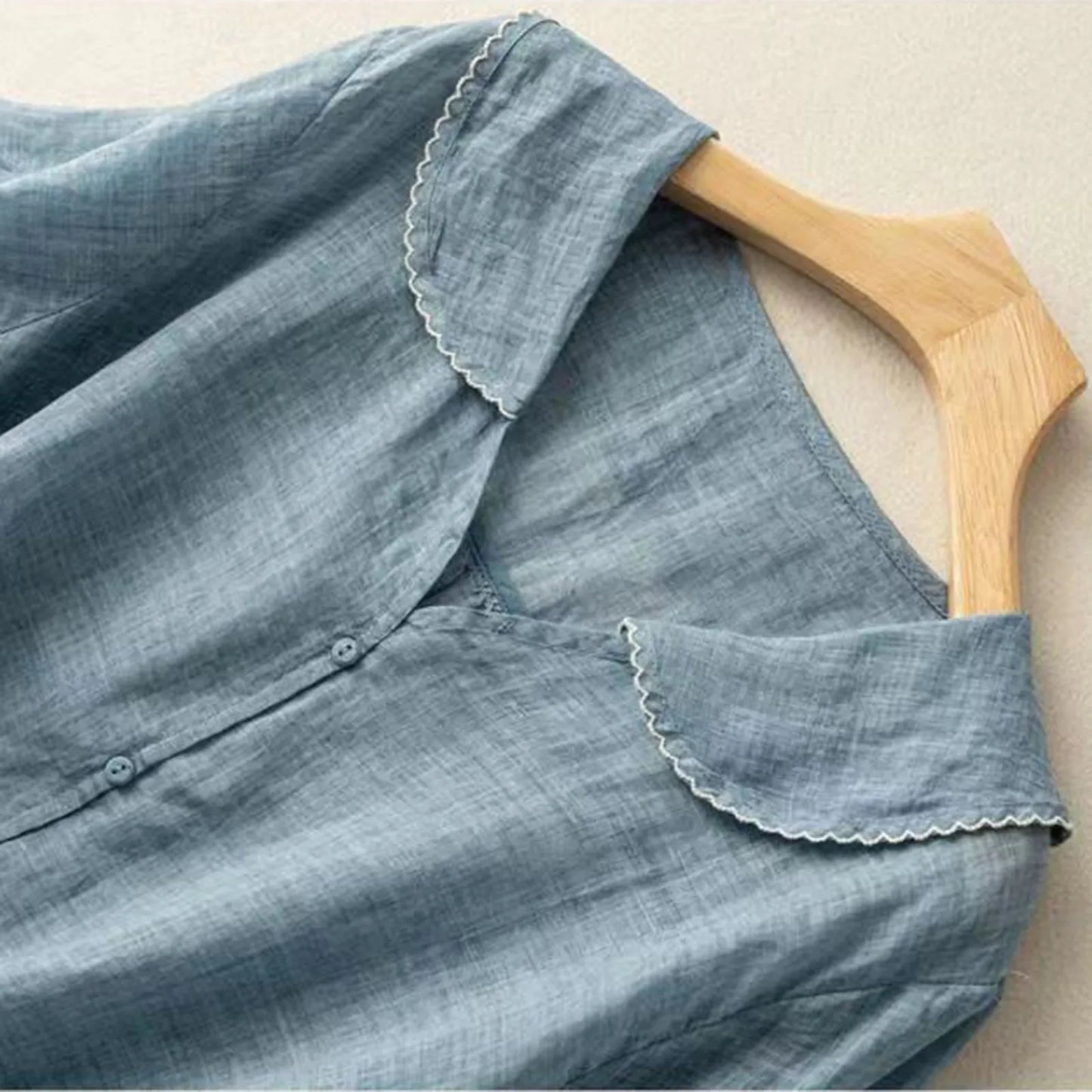 Classic Navy Collar Summer Blouse