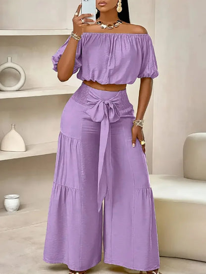 Luxe Curve One-Shoulder Pants Set