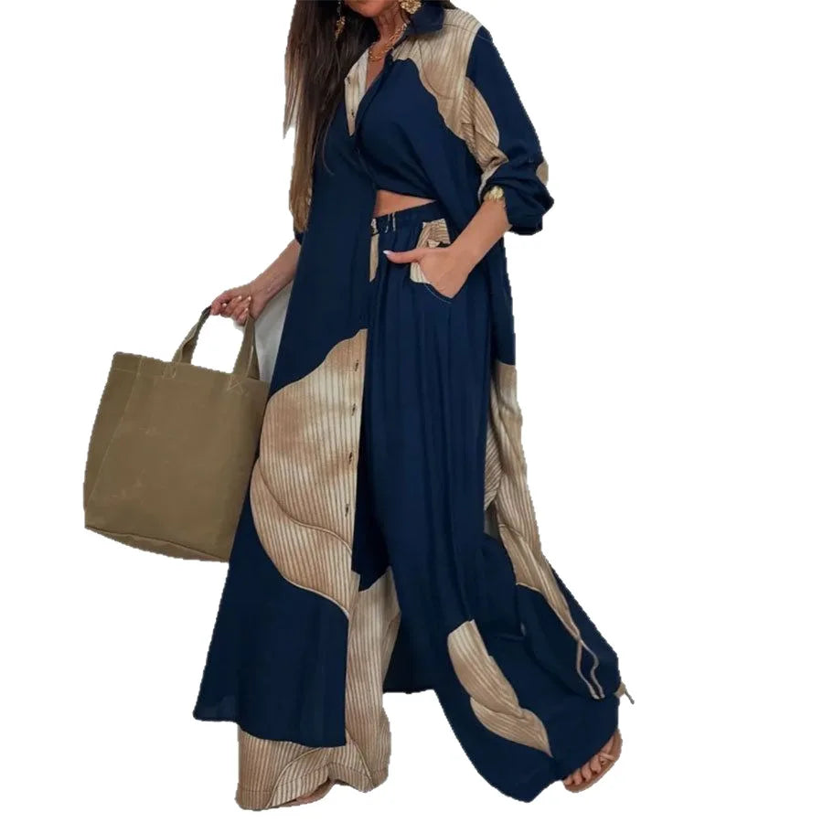 Chic Contrast V-Neck Suit