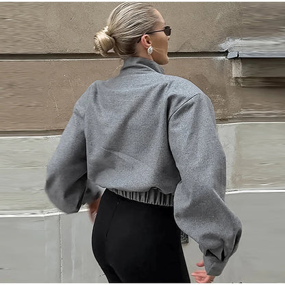 Elegant Gray Woolen Coat