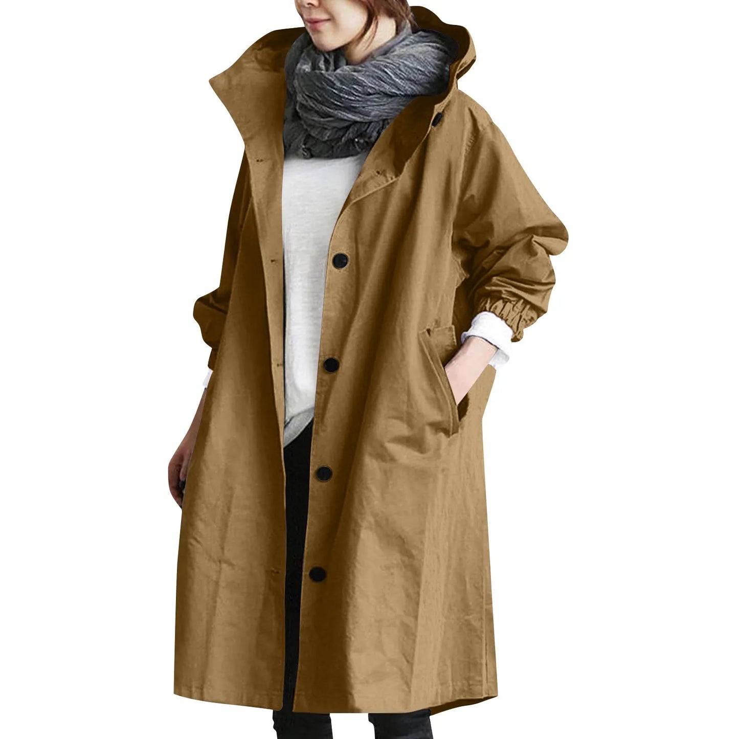 Women’s Long Hooded Trench Coat