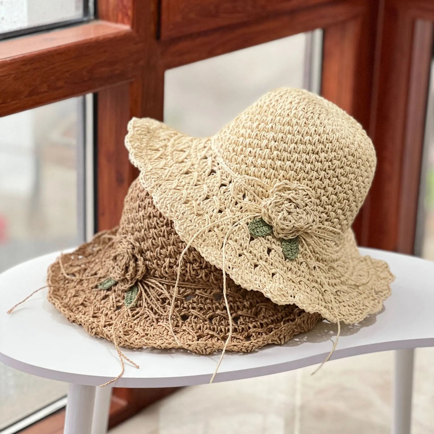 Handwoven Floral Summer Straw Hat