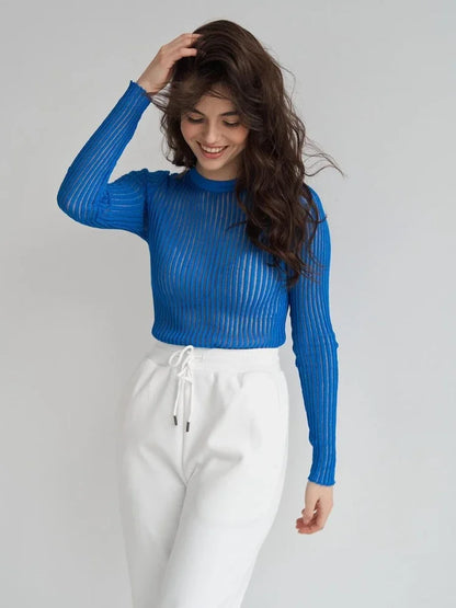 Luxe Sheer Striped Mesh Party Top