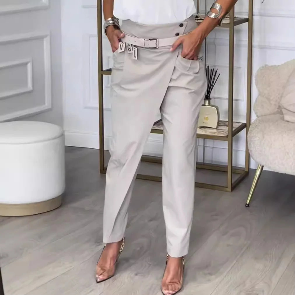 Asymmetric High Waist Suit Pants