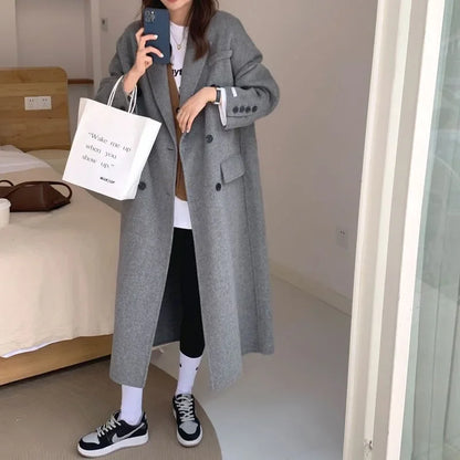 Double-Breasted Woolen Coat