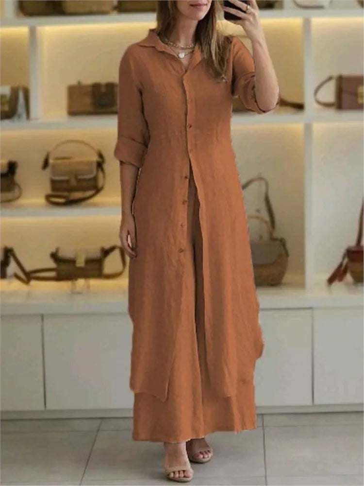 Grace Line Wide-Leg Pant Set