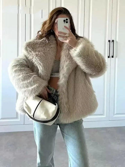 Fur Belle Turn-Down Collar Jacket