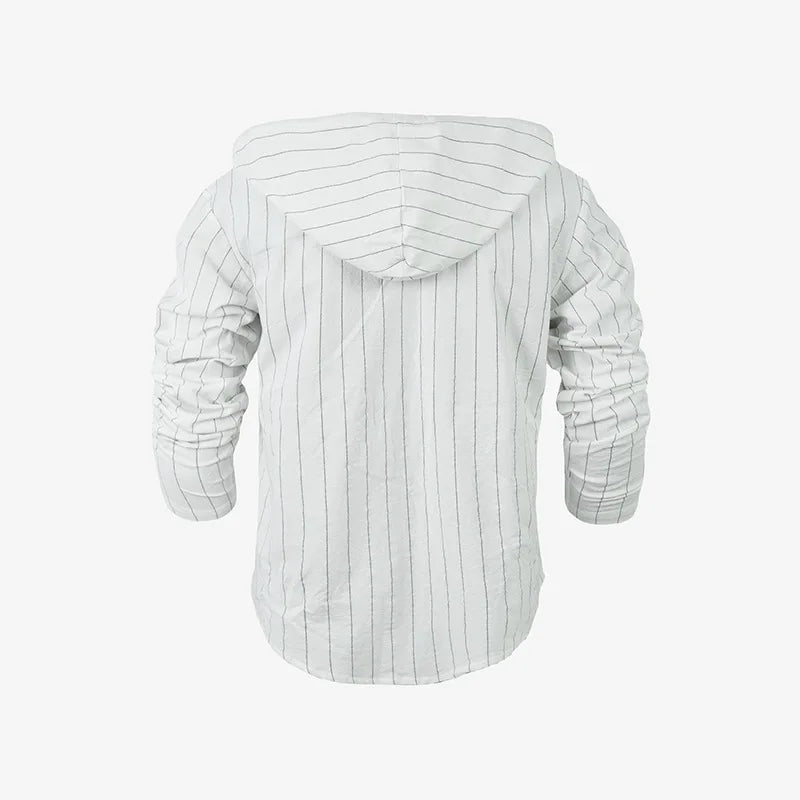Striped Hooded Linen Shirt