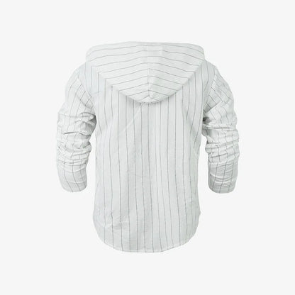 Striped Hooded Linen Shirt